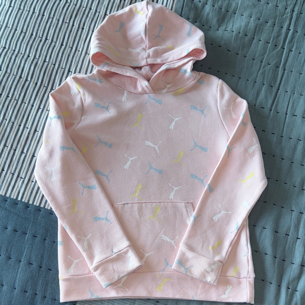 Puma Kids Light Pink Hoodie with Colorful Accents